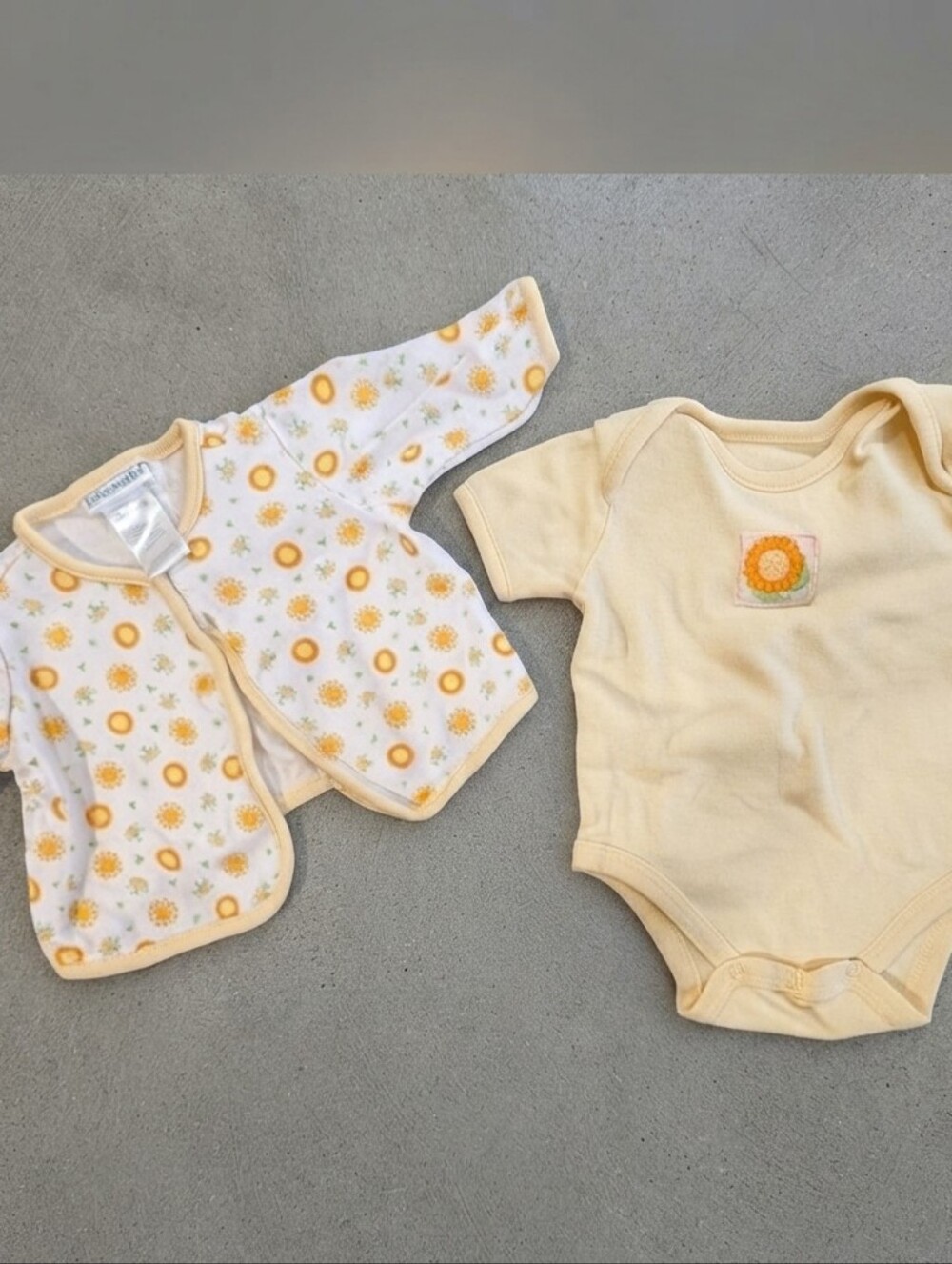 Babyworks 0-3M Yellow Sun Print Bodysuit and Cardigan Set